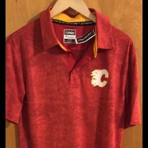 Calgary Flames Polo Shirt Mens Medium Fanatics